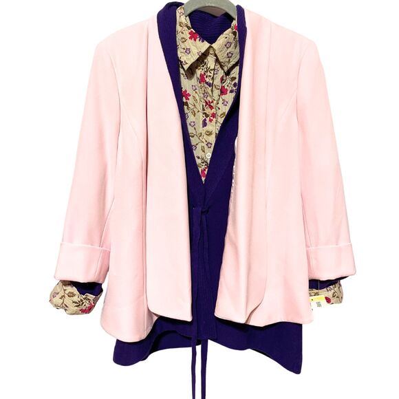 Talbots Purple Wool Open Front Knit Cardigan Large - Picture 10 of 12